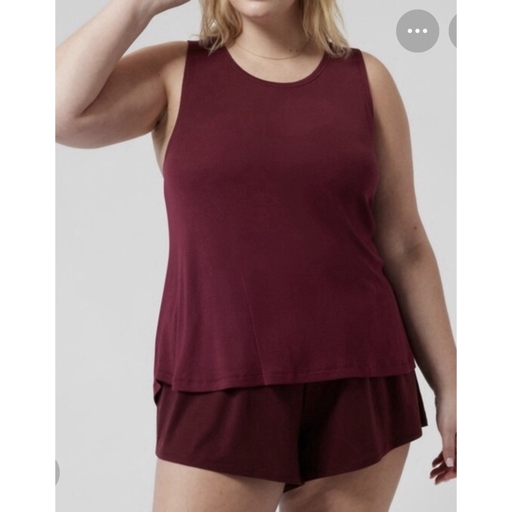 ATHLETA  Well Rested Rib Sleep‎ Tank Burgundy Size XL Retail $44